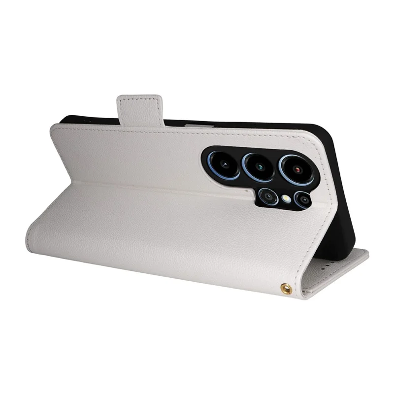 For Blackview Wave 10 Case Litchi Texture Wallet Leather Phone Cover with Wrist Strap - White