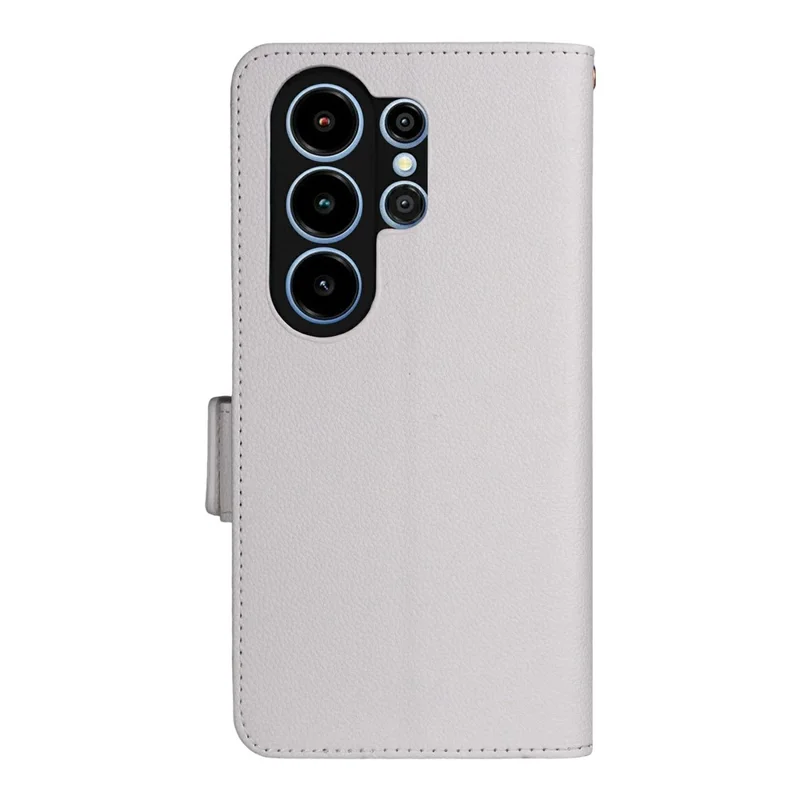 For Blackview Wave 10 Case Litchi Texture Wallet Leather Phone Cover with Wrist Strap - White