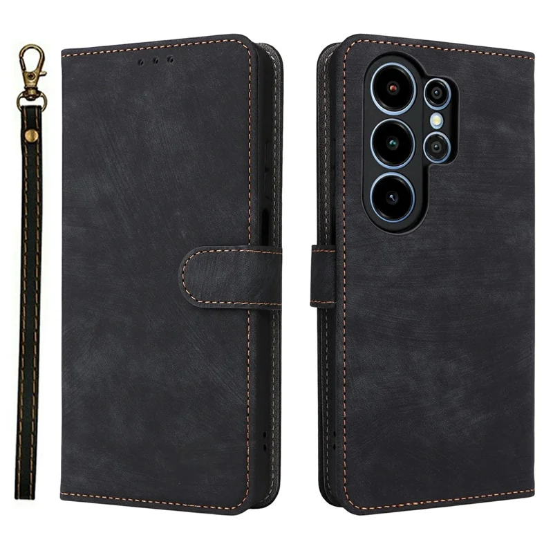 For Blackview Wave 10 Case Wallet RFID Blocking PU Leather Phone Cover Stand with Strap - Black