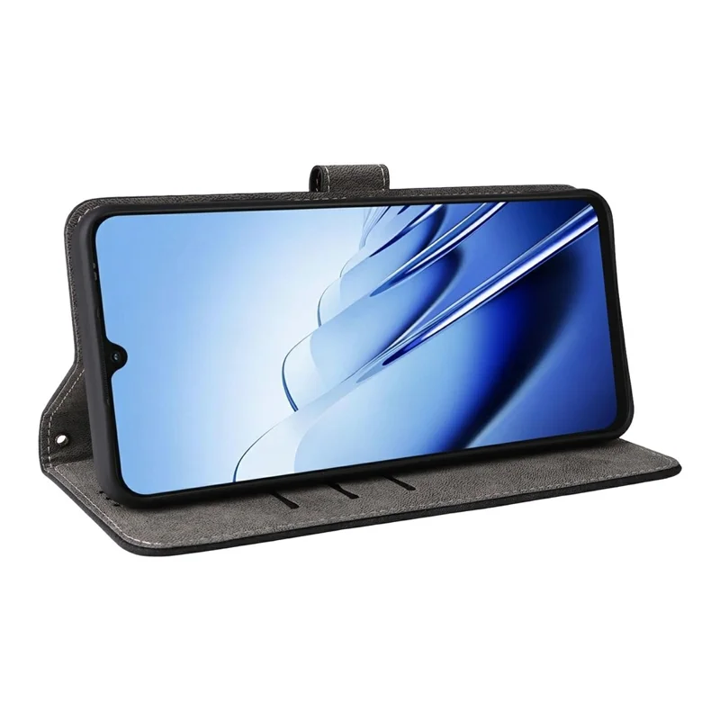 For Blackview Wave 10 Case Wallet RFID Blocking PU Leather Phone Cover Stand with Strap - Black