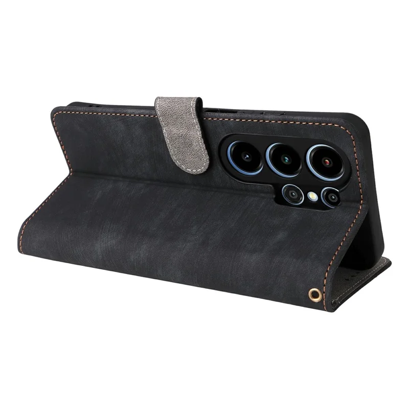 For Blackview Wave 10 Case Wallet RFID Blocking PU Leather Phone Cover Stand with Strap - Black