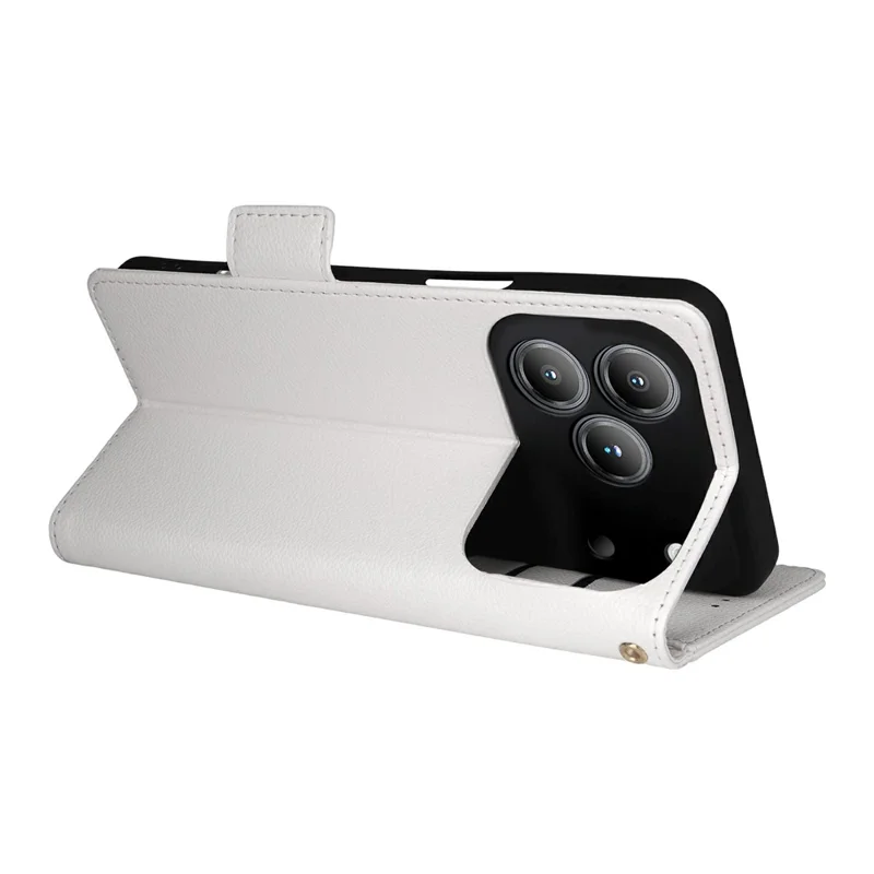 For Blackview Wave 7C Case Litchi Texture Wallet Leather Phone Cover with Wrist Strap - White