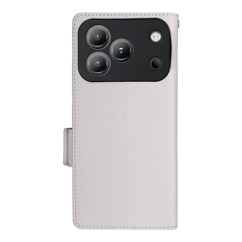 For Blackview Wave 7C Case Litchi Texture Wallet Leather Phone Cover with Wrist Strap - White