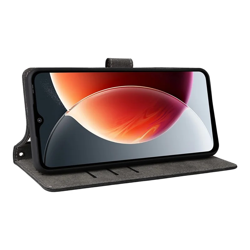 For Blackview Wave 7C Case Wallet RFID Blocking PU Leather Phone Cover Stand with Strap - Black