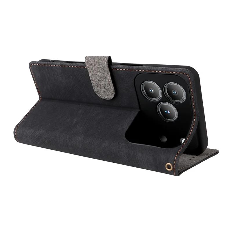 For Blackview Wave 7C Case Wallet RFID Blocking PU Leather Phone Cover Stand with Strap - Black