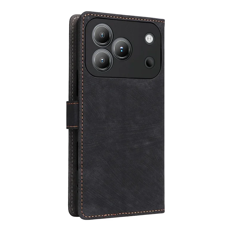 For Blackview Wave 7C Case Wallet RFID Blocking PU Leather Phone Cover Stand with Strap - Black