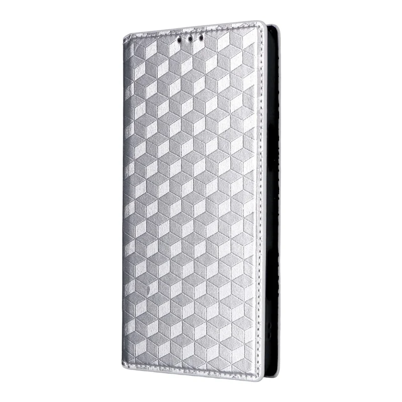 For Blackview Wave 7C Case Wallet Rhombus Imprinted PU Leather Phone Cover - Silver