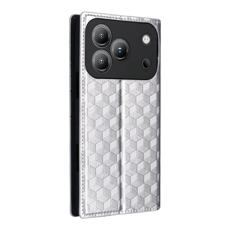 For Blackview Wave 7C Case Wallet Rhombus Imprinted PU Leather Phone Cover - Silver
