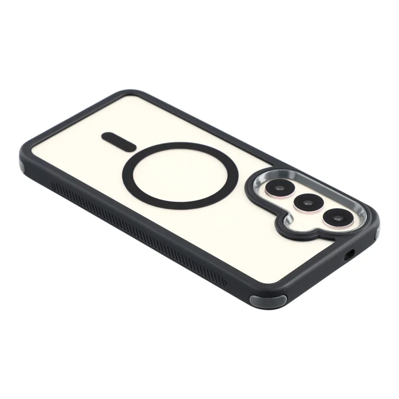 For Samsung Galaxy S26+ Magnetic Case TPU Clear Acrylic Detachable 2 in 1 Protective Phone Cover - Black