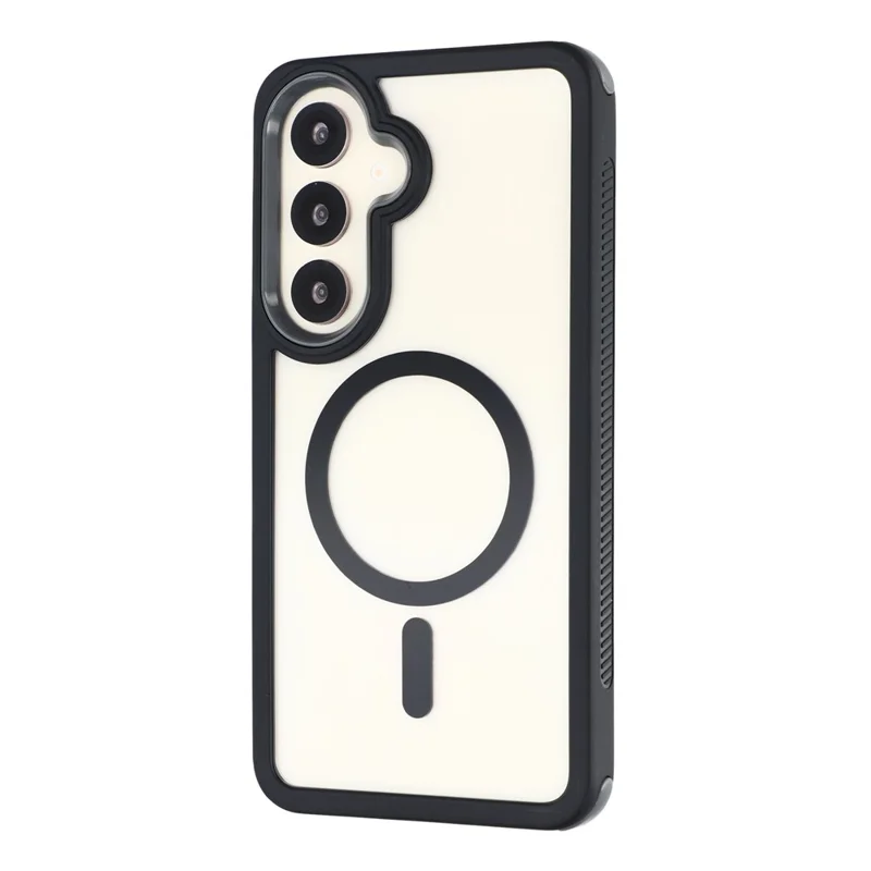 For Samsung Galaxy S26 Magnetic Case TPU Clear Acrylic Detachable 2 in 1 Protective Phone Cover - Black