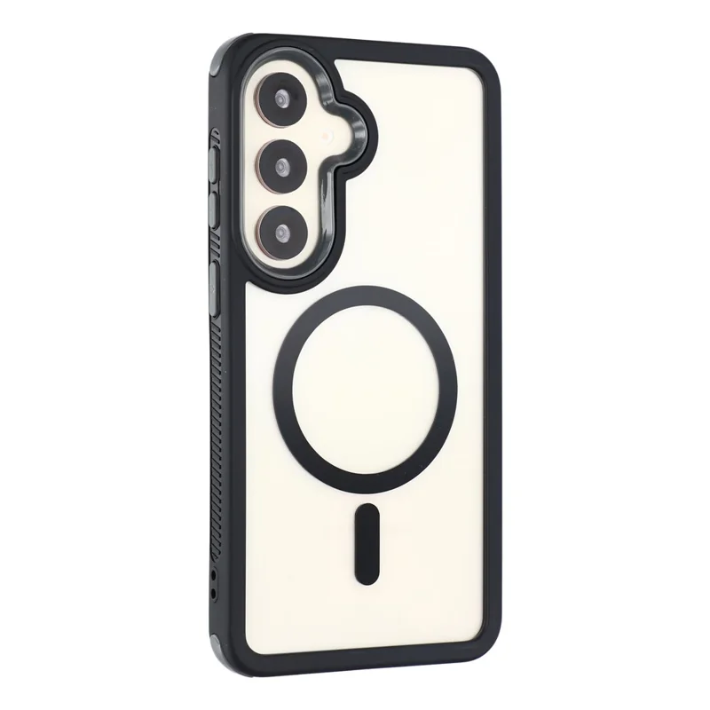 For Samsung Galaxy S26 Magnetic Case TPU Clear Acrylic Detachable 2 in 1 Protective Phone Cover - Black