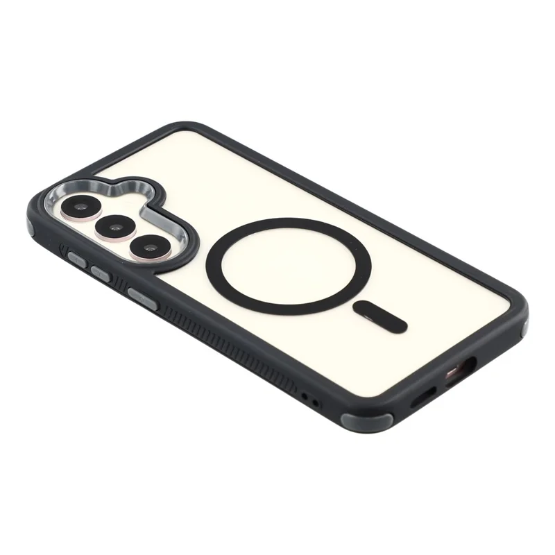 For Samsung Galaxy S26 Magnetic Case TPU Clear Acrylic Detachable 2 in 1 Protective Phone Cover - Black