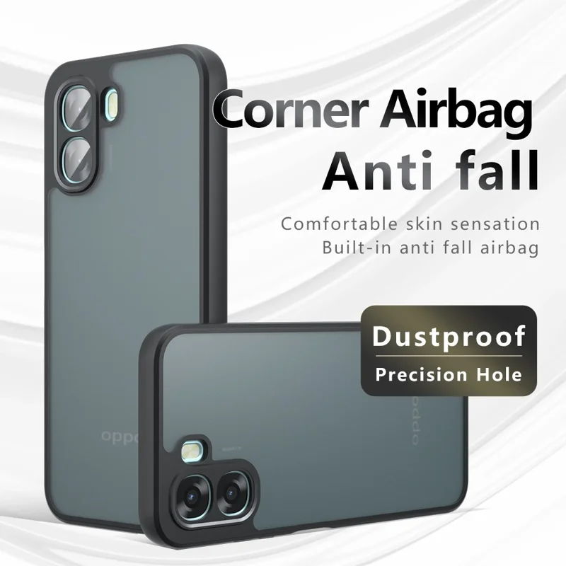 For Oppo A6x 4G  /  A6x 5G Case Skin-Touch TPU + PC Matte Phone Back Cover - Transparent Black