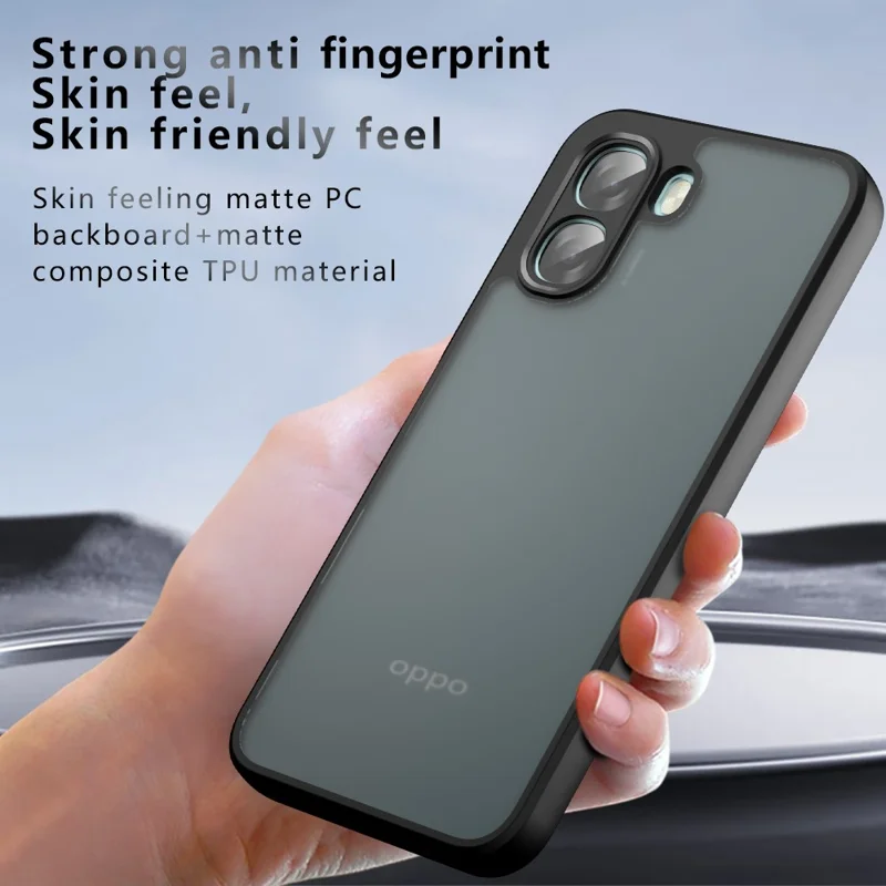 For Oppo A6x 4G  /  A6x 5G Case Skin-Touch TPU + PC Matte Phone Back Cover - Transparent Black