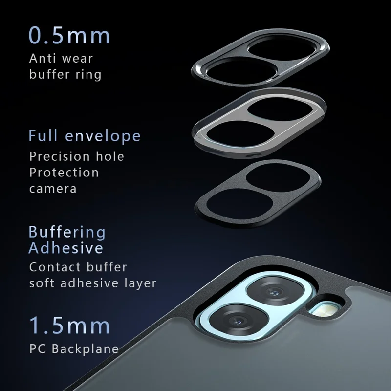 For Oppo A6x 4G  /  A6x 5G Case Skin-Touch TPU + PC Matte Phone Back Cover - Transparent Black