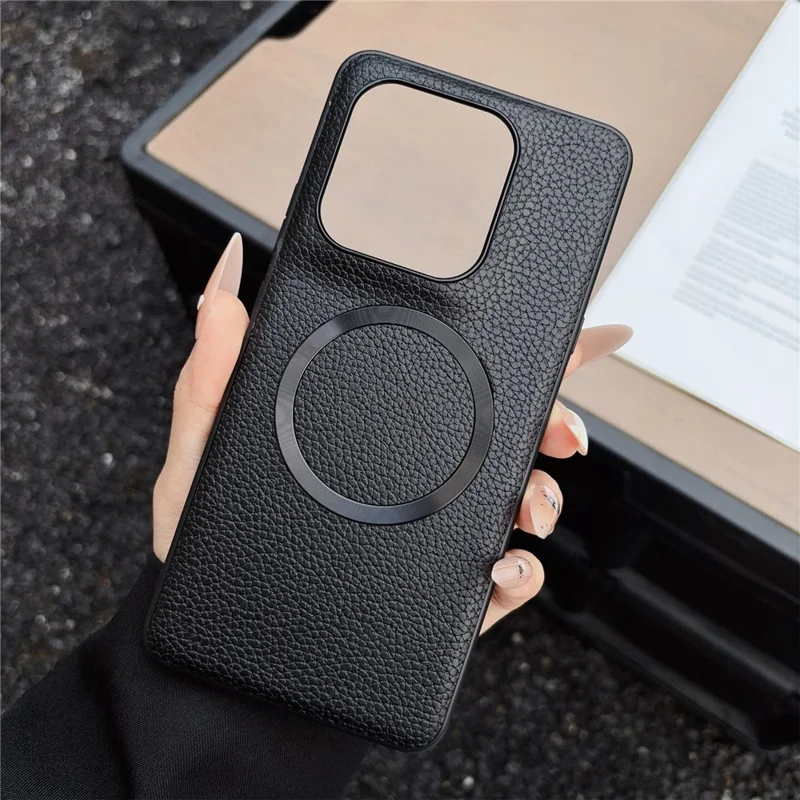 Coque magnétique pour Motorola Edge 70 Ultra 5G, texture simili cuir de litchi, dos en PU + TPU - Noir
