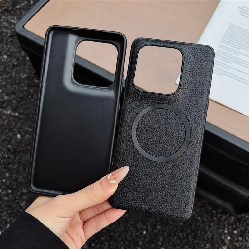 Coque magnétique pour Motorola Edge 70 Ultra 5G, texture simili cuir de litchi, dos en PU + TPU - Noir