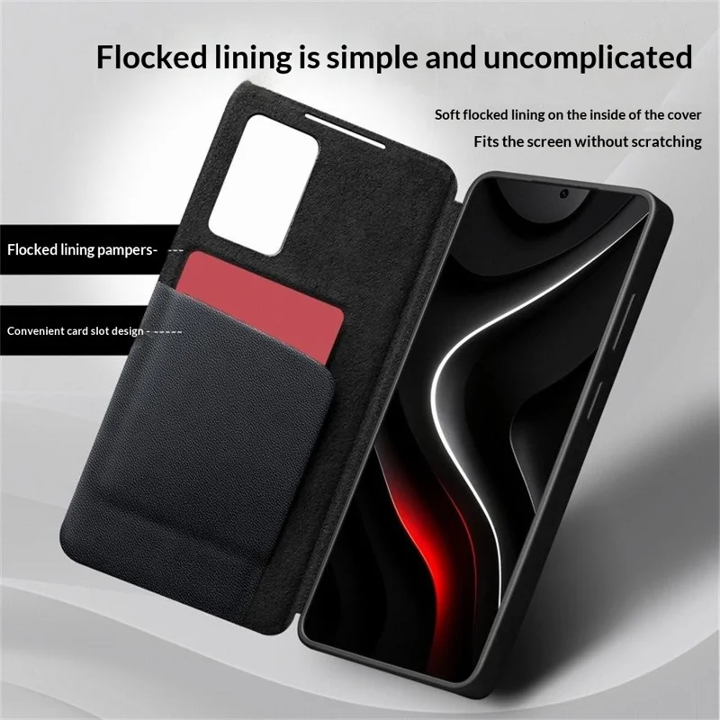 QIALINO For Samsung Galaxy S26+ Case View Window Genuine Cow Leather Flip Phone Cover (APP Version) - Black