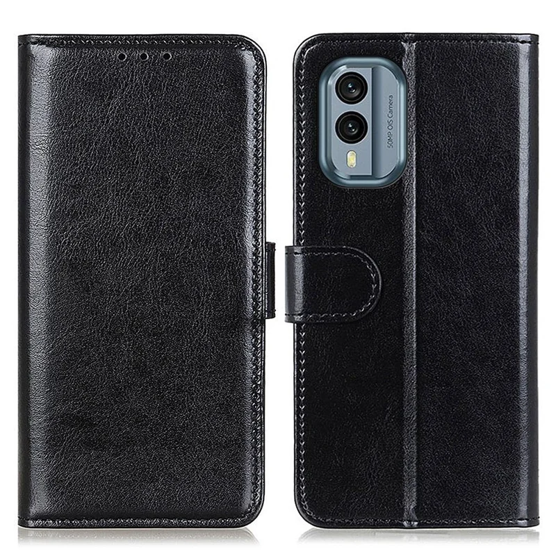Shockproof Phone Case for Nokia X30 5G, Wallet Phone Case Magnetic Clasp Crazy Horse Texture PU Leather Flip Cover - Black
