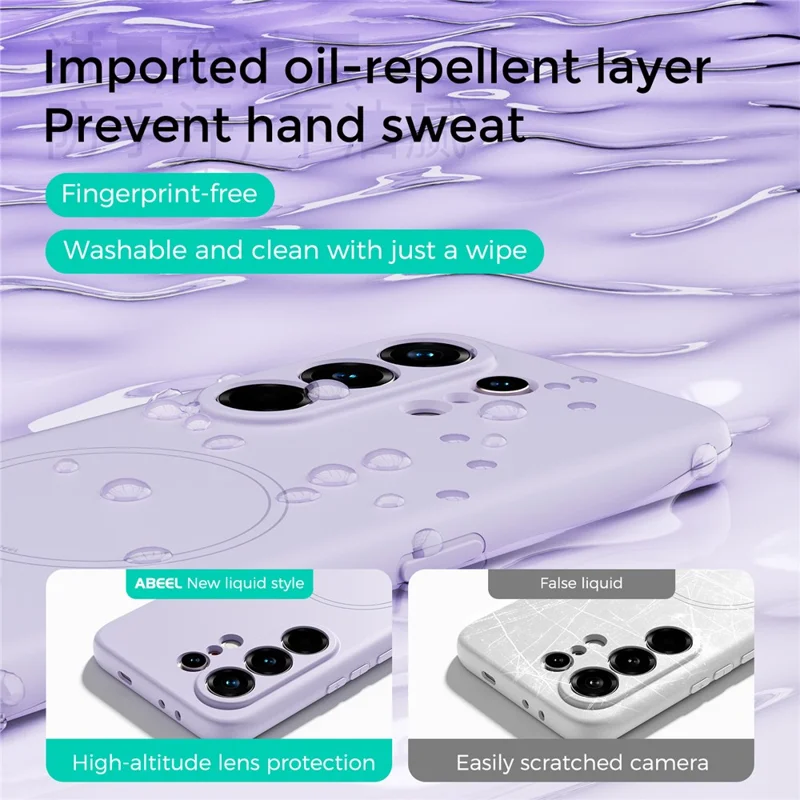ABEEL For TECNO Camon 50 Pro 4G Magnetic Case Skin Touch Liquid Silicone Phone Back Cover - Purple
