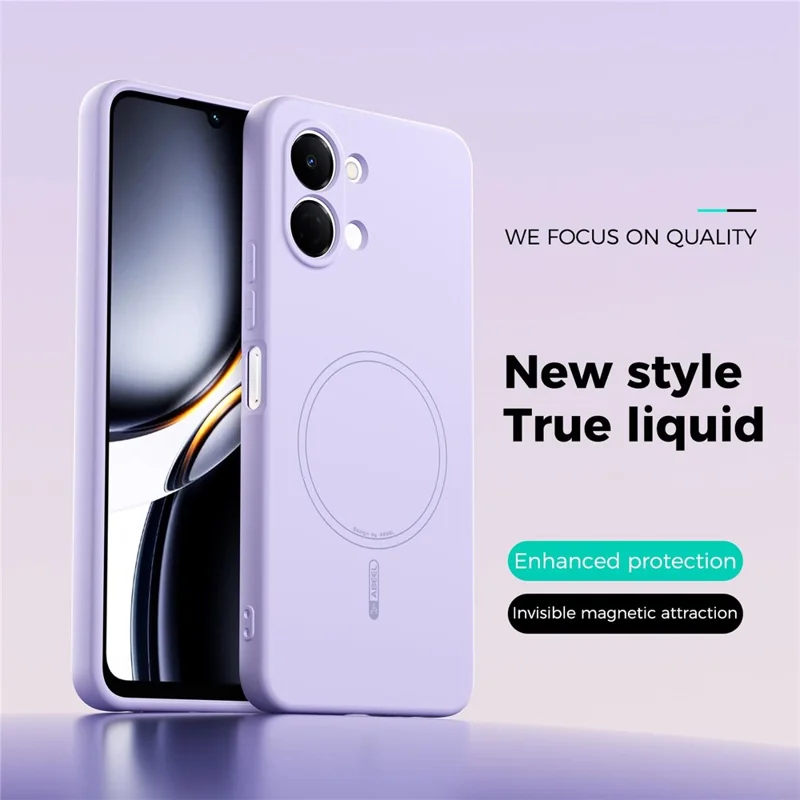 ABEEL For TECNO Spark Go 3 Magnetic Case Skin Touch Liquid Silicone Phone Back Cover - Purple