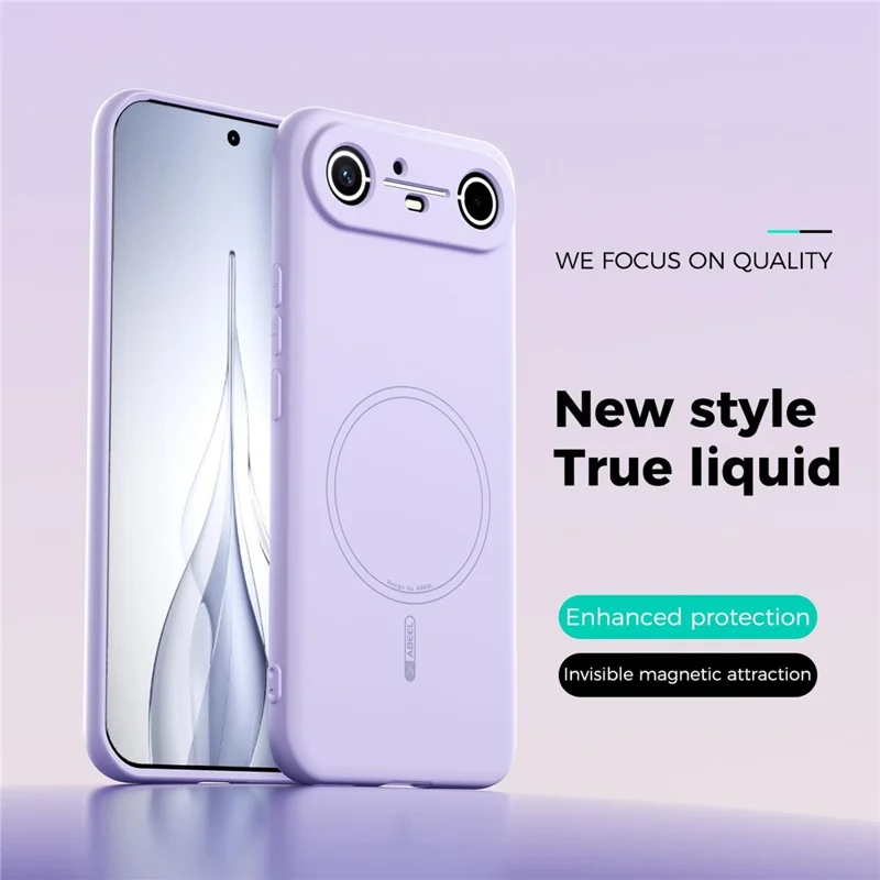 ABEEL For TECNO Spark Slim 4G Magnetic Case Skin Touch Liquid Silicone Phone Back Cover - Purple