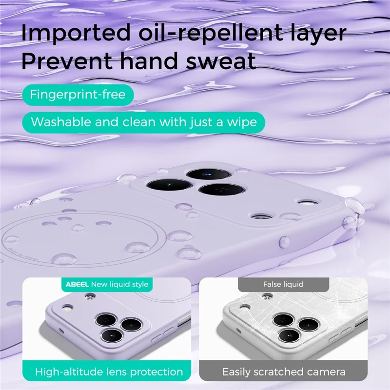 ABEEL For TECNO Spark Slim 4G Magnetic Case Skin Touch Liquid Silicone Phone Back Cover - Purple