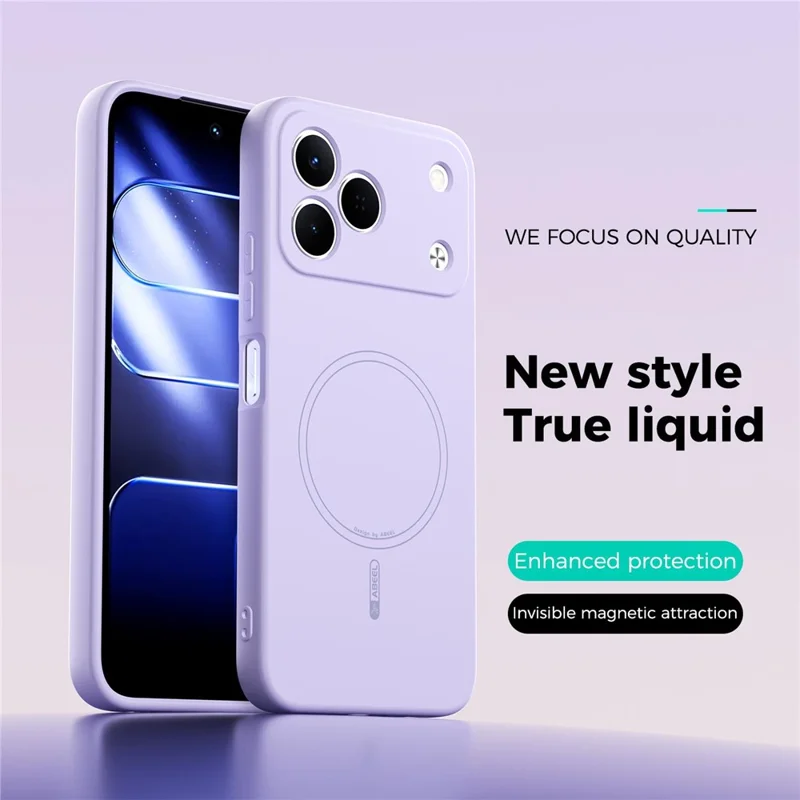 ABEEL For TECNO Spark 50 4G Magnetic Case Skin Touch Liquid Silicone Phone Back Cover - Purple