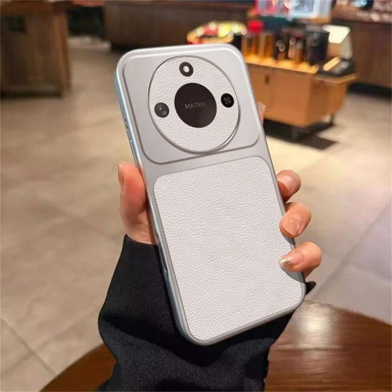 Case For Honor Magic8 Lite 5G  /  X70 5G  /  X9d 5G PU Leather Texture Shockproof TPU Protective Phone Cover - White