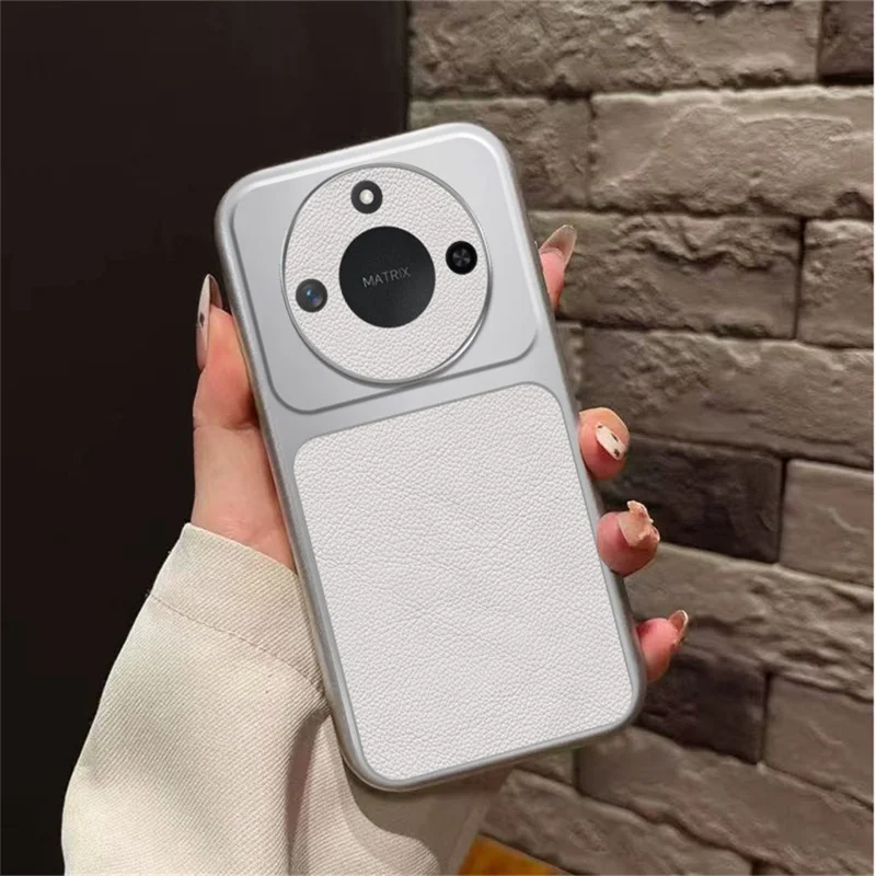 Case For Honor Magic8 Lite 5G  /  X70 5G  /  X9d 5G PU Leather Texture Shockproof TPU Protective Phone Cover - White