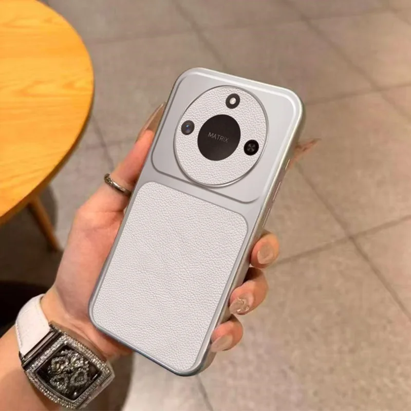 Case For Honor Magic8 Lite 5G  /  X70 5G  /  X9d 5G PU Leather Texture Shockproof TPU Protective Phone Cover - White