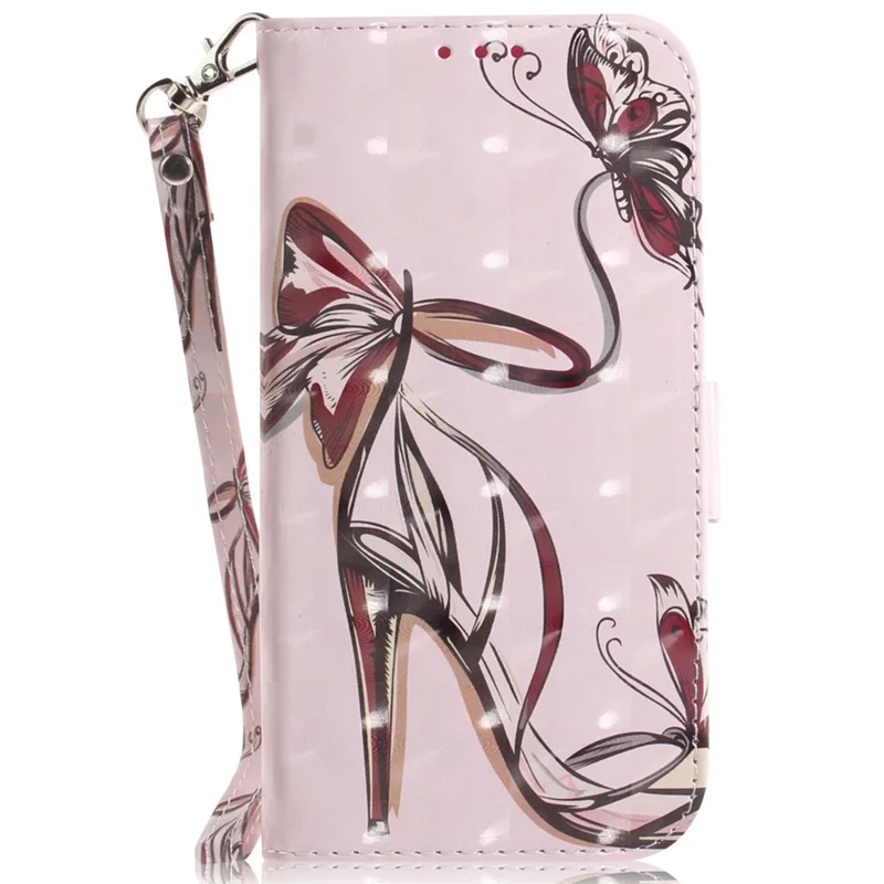 For Google Pixel 10a Case Pattern Printing Leather Wallet Phone Cover with Wrist Strap - Butterfly High Heels