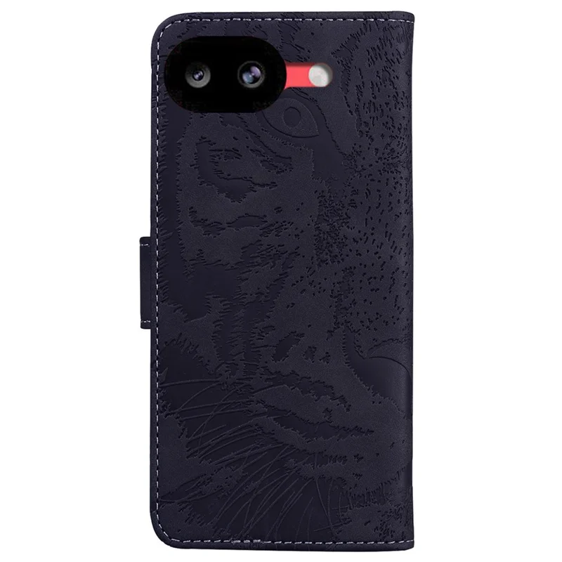For Google Pixel 10a Case Tiger Imprint Leather Wallet Phone Cover - Black