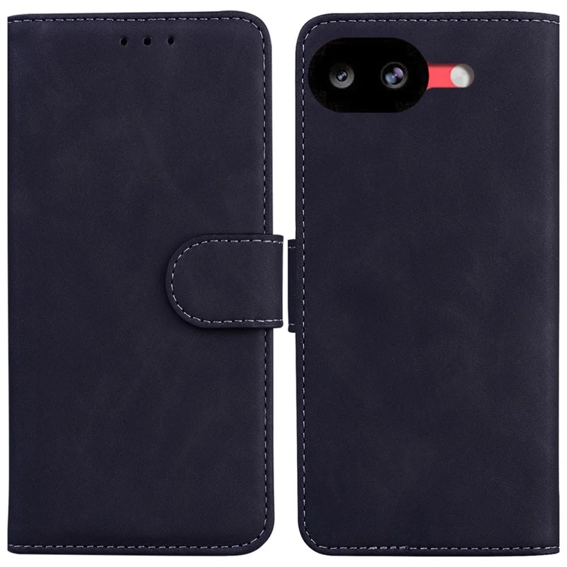 For Google Pixel 10a Case Solid Color Leather Wallet Phone Cover - Black