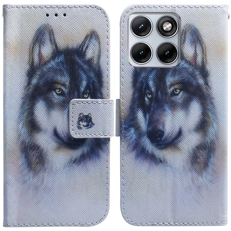 For Motorola Edge 70 Fusion+ 5G  /  Edge 70 Fusion 5G Wallet Case Pattern Print Leather Phone Cover - Wolf