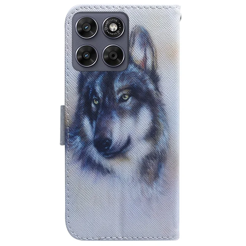 For Motorola Moto G77 5G / G67 5G Wallet Case Pattern Print Leather Phone Cover - Wolf