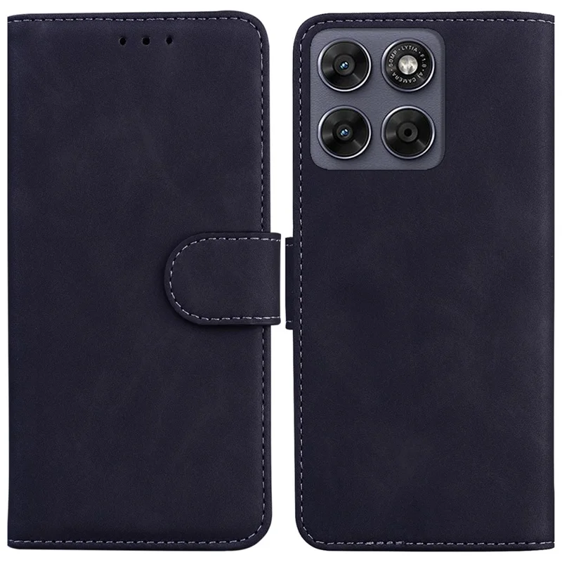 Case For Motorola Moto G67 5G  /  G77 5G Solid Color Leather Wallet Phone Cover - Black