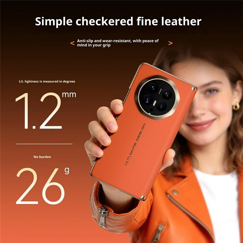 GKK For Honor Magic V6 5G Magnetic Case Woven Texture Leather PC Phone Cover - Orange