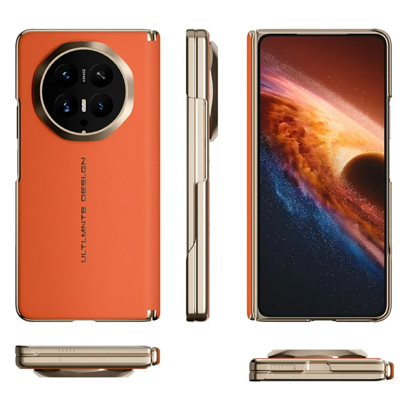 GKK For Honor Magic V6 5G Magnetic Case Woven Texture Leather PC Phone Cover - Orange