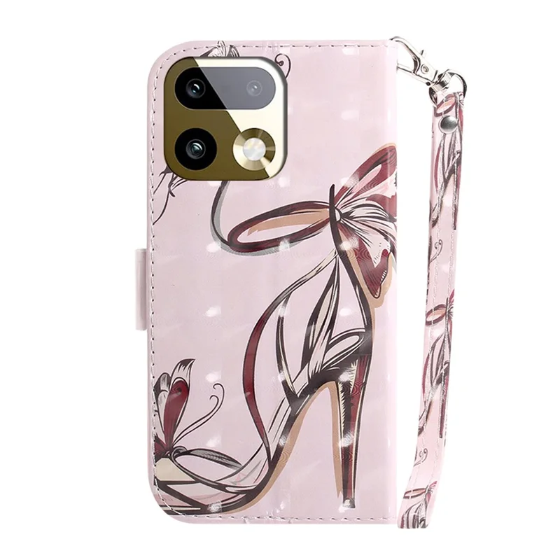 For Realme 16 Pro+ 5G Case Pattern Printing Leather Wallet Phone Cover with Wrist Strap - Butterfly High Heels