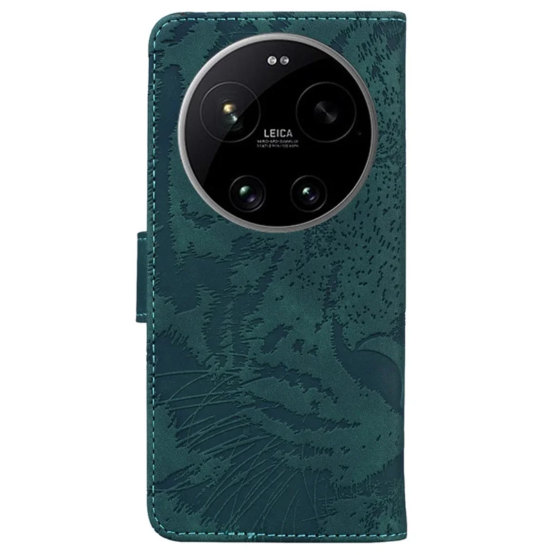 For Xiaomi 17 Ultra 5G Case Tiger Imprint Leather Wallet Phone Cover - Green