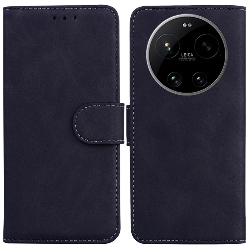 For Xiaomi 17 Ultra 5G Case Solid Color Leather Wallet Phone Cover - Black