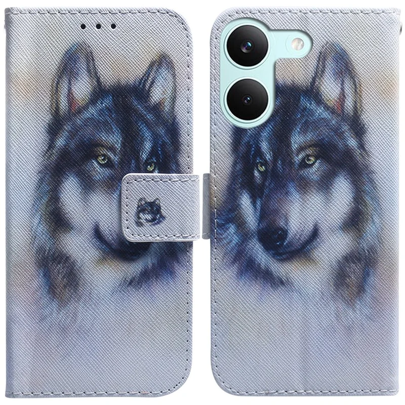 For Xiaomi Poco X8 Pro 5G / Redmi Turbo 5 5G Wallet Case Pattern Print Leather Phone Cover - Wolf