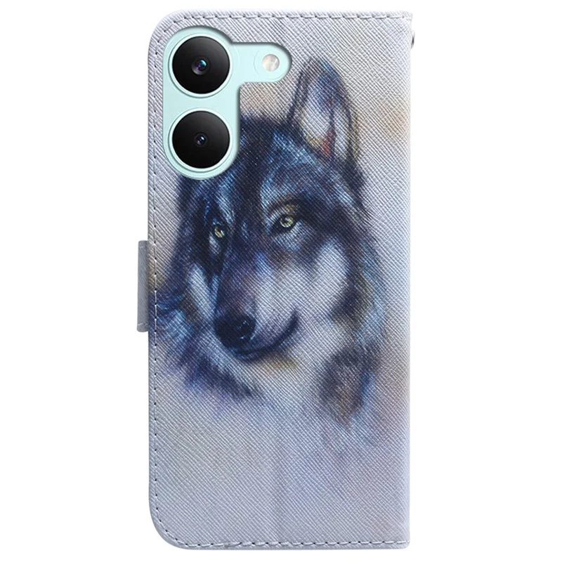 For Xiaomi Poco X8 Pro 5G / Redmi Turbo 5 5G Wallet Case Pattern Print Leather Phone Cover - Wolf