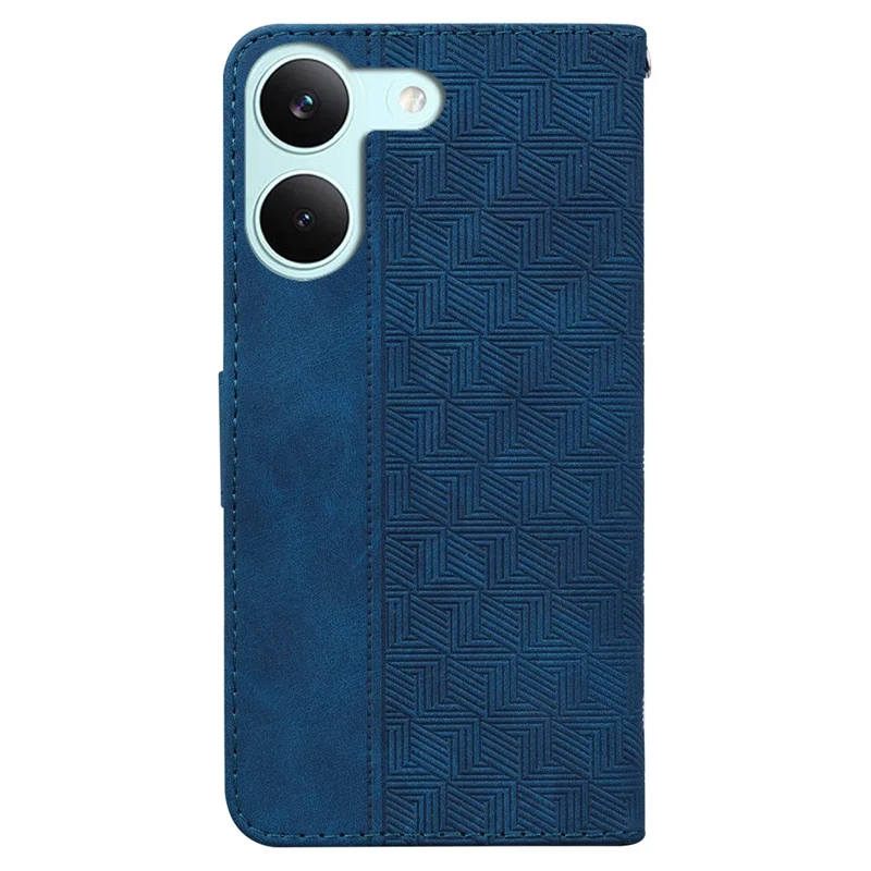 Case For Xiaomi Poco X8 Pro 5G  /  Redmi Turbo 5 5G Geometry Pattern Leather Wallet Phone Cover with Wrist Strap - Blue