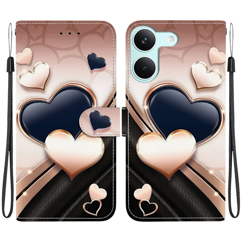 For Xiaomi Redmi Turbo 5 5G  /  Poco X8 Pro 5G Leather Case Stand Wallet Pattern Printing Phone Cover with Wrist Strap - Love