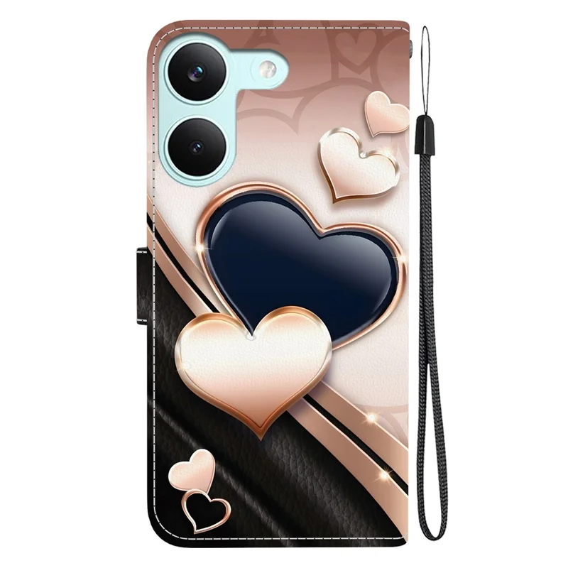 For Xiaomi Redmi Turbo 5 5G  /  Poco X8 Pro 5G Leather Case Stand Wallet Pattern Printing Phone Cover with Wrist Strap - Love