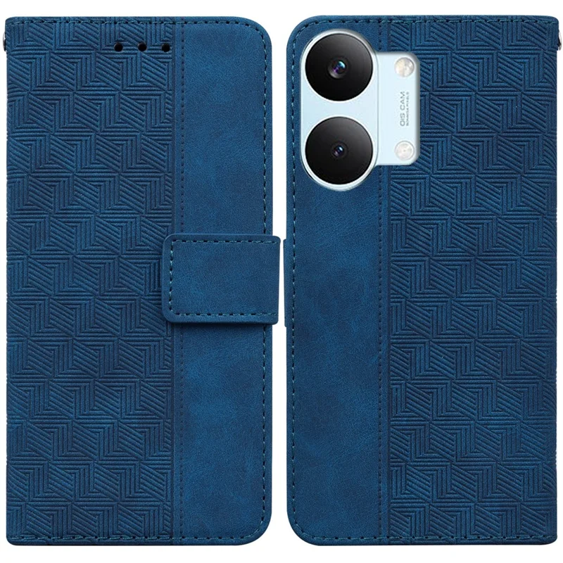 Case For Xiaomi Poco X8 Pro Max 5G  /  Redmi Turbo 5 Max 5G Geometry Pattern Leather Wallet Phone Cover with Wrist Strap - Blue