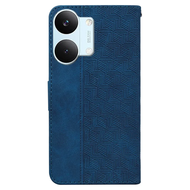 Case For Xiaomi Poco X8 Pro Max 5G  /  Redmi Turbo 5 Max 5G Geometry Pattern Leather Wallet Phone Cover with Wrist Strap - Blue