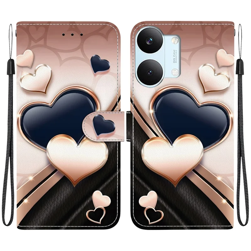 For Xiaomi Redmi Turbo 5 Max 5G  /  Poco X8 Pro Max 5G Leather Case Stand Wallet Pattern Printing Phone Cover with Wrist Strap - Love